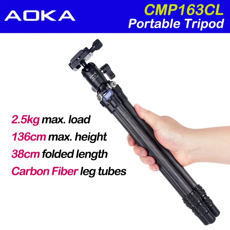 AOKA CMP163CL Портативный штатив из углеродного волокна с шаровой головкой для камеры