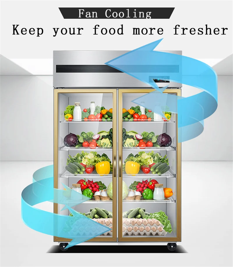 Холодильник с двойной стеклянной дверью большой емкости холодильник для