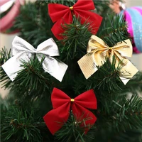 12pcs butterfly bow hanging deco for christmas decoration home gold silver red bowknot xmas tree ornaments new year 2021 navidad