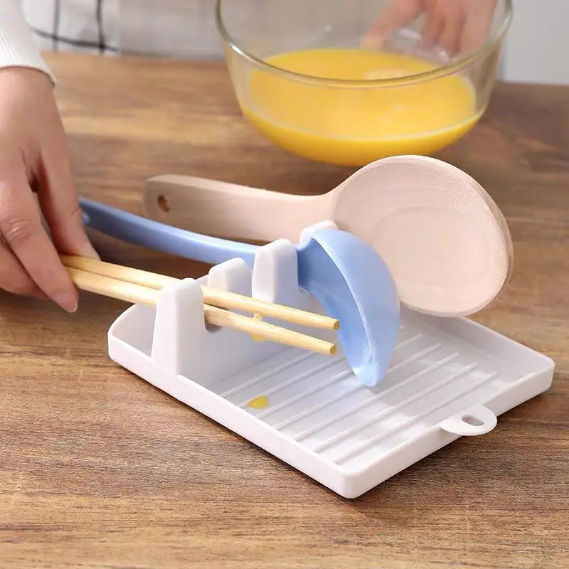 

Kitchen Spoon Holder Fork Spatula Rack Shelf Organizer Plastic Spoon Rest Chopsticks Holder Non-slip Spoons Pad Kitchen Utensil
