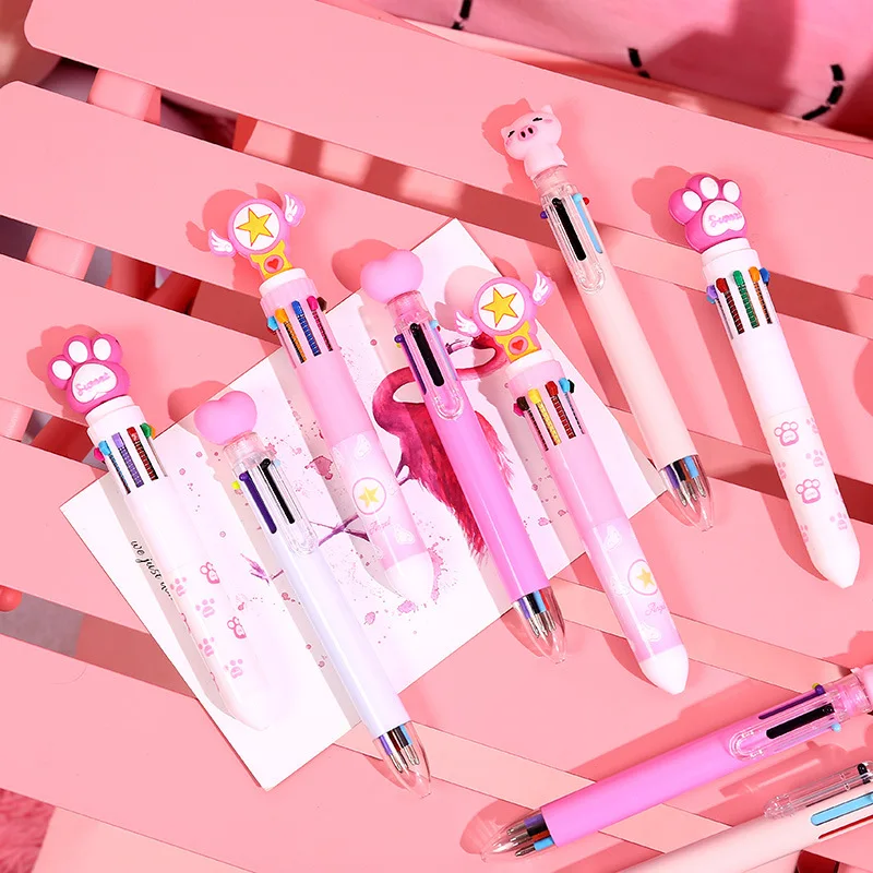 10 в 1 цветные ручки Новое поступление многоцветная шариковая ручка с милыми