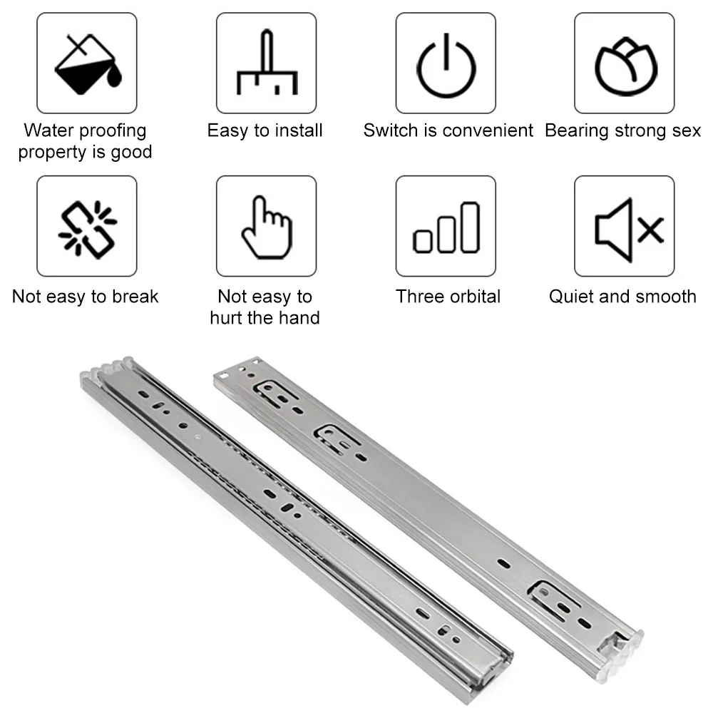 2pcs Drawer Track Slides Two Cabinet Rails Thickening Computer Table Chute Clothing Cabinets Keyboard Roller Pulley Furniture |