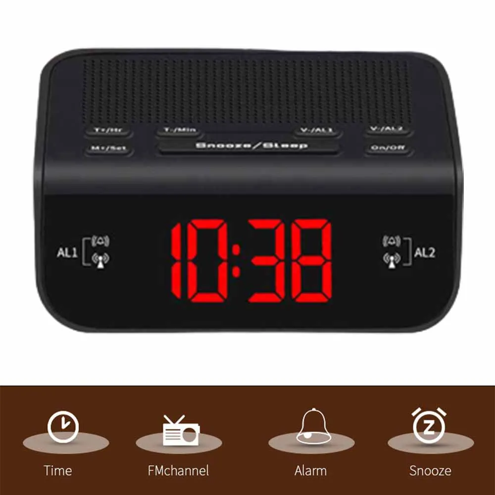 FM-радиоприемник будильник Настольный цифровой с таймером сна дизайн дисплей