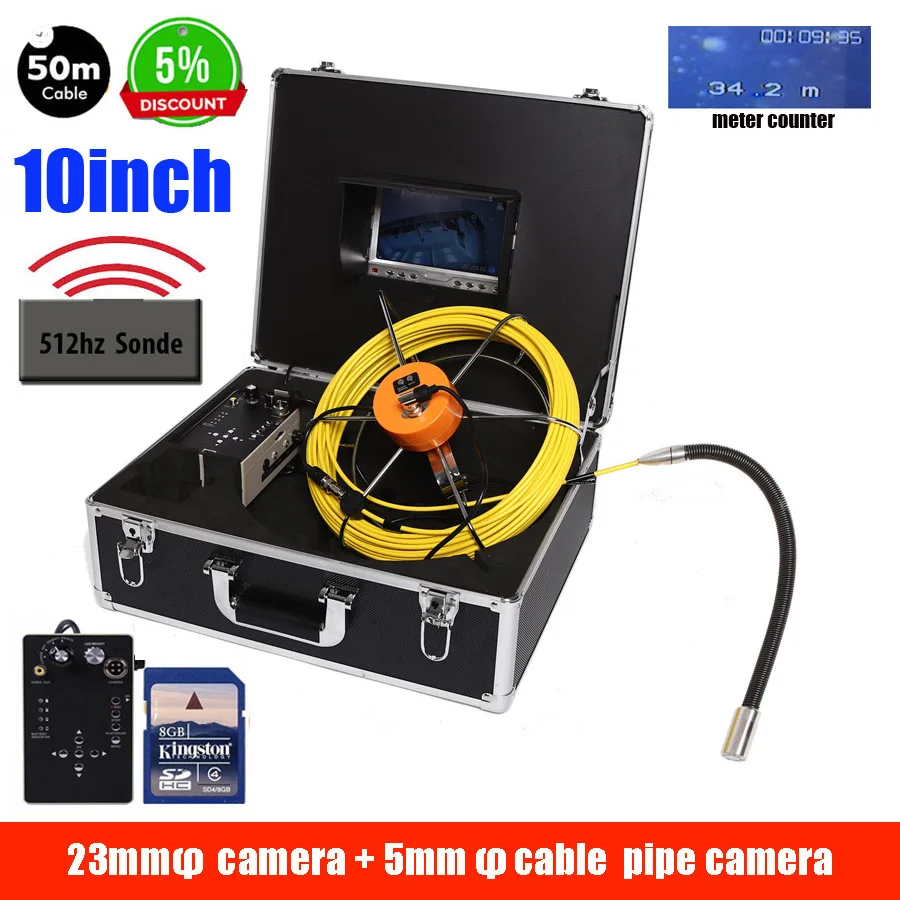 

30M cable pipe inspection camera 512hz sonde locator with 10inch monitor snake video inspection camera DVR recording whole set