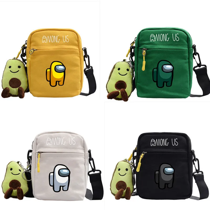 

Game Among shoulder bag students cute all-match canvas messenger small square bag impostor comes with cute pendant small bag