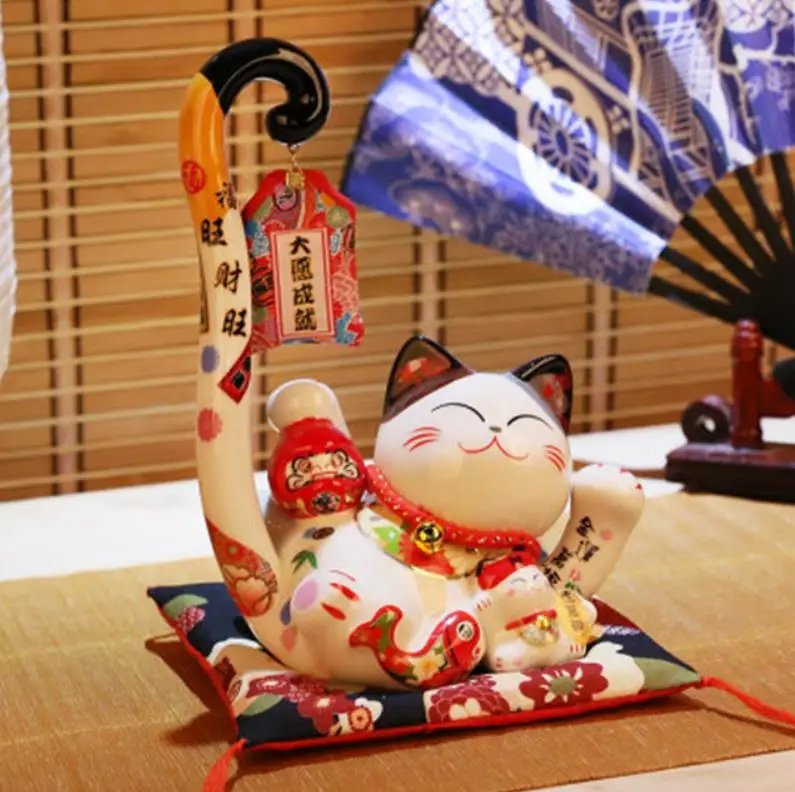 Керамика Lucky cat длинный хвост Maneki Neko Копилка магазин открытие украшения милый