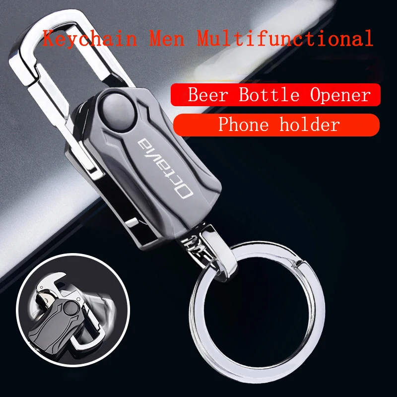 

Beer Bottle Opener Keychain For Skoda OCTAVIA 2 3 A7 VRS MK2 MK3 a5 RS 13-2020 Men Fashion Zinc Alloy Key Ring Car Play Keyring