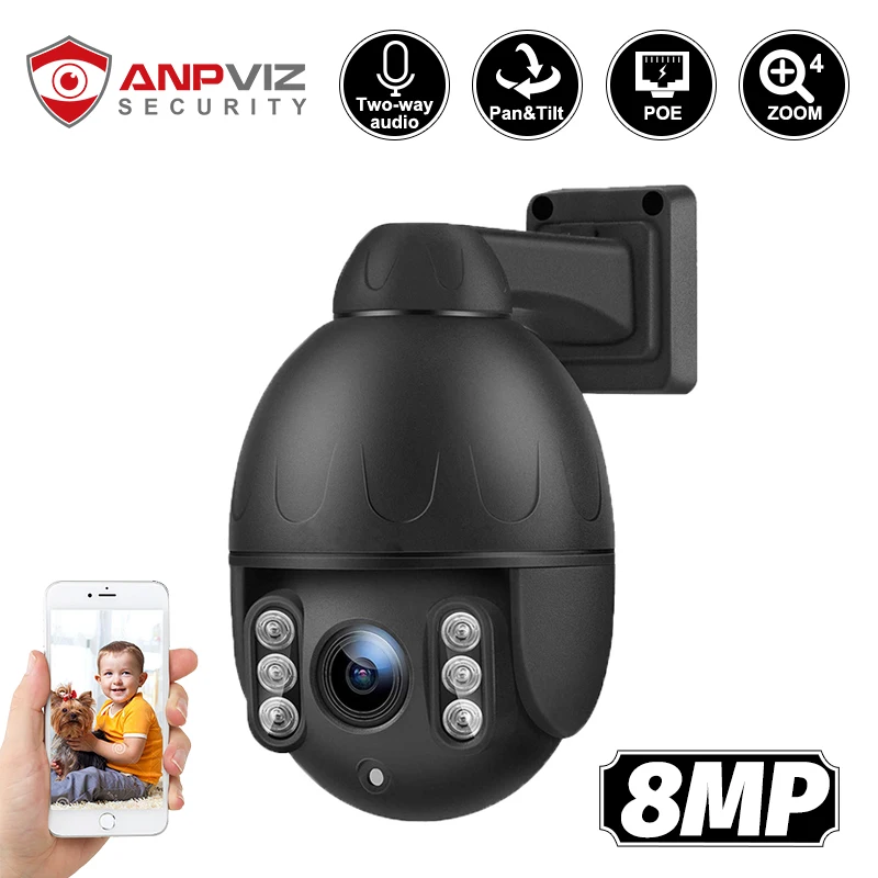 

Anpviz 8MP 5X Zoom PTZ POE IP Camera Dome Motion Detection With Two-way Audio Outdoor/Home IR 50m CCTV Security Cam