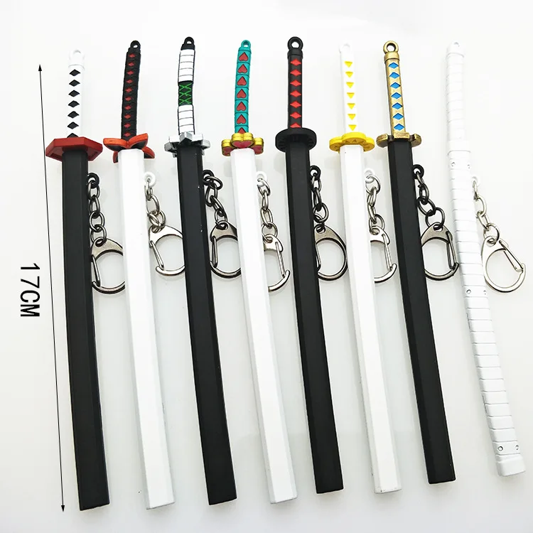 

Anime Demon Slayer Sword Keychain Kimetsu no Yaiba 17cm Cartoon Metal Blade Keychains Kamado Tanjirou Nezuko Weapons Props Gifts