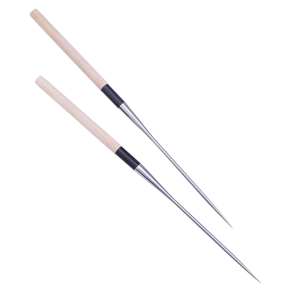 

2 Pcs Wood and Stainless Steel Japanese Restaurant Use Sashimi Chopsticks (Sliver）