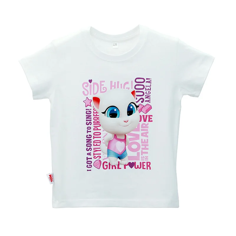 

Talking Tom and Friends Children's Fashion Angela T-shirt Child Short Sleeves White Tees Baby Kids Cotton Tops 3-9T