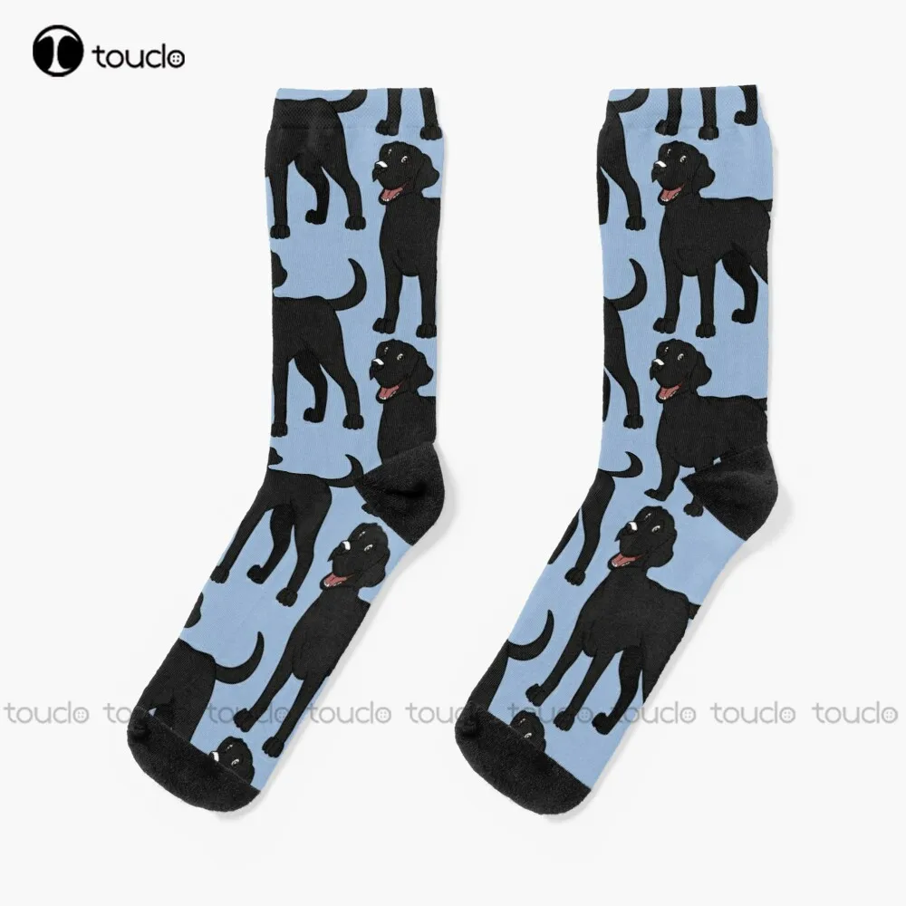 Smiling Black Lab  Socks Women Crew Socks Personalized Custom Unisex Adult Teen Youth Socks 360° Digital Print Hd High Quality