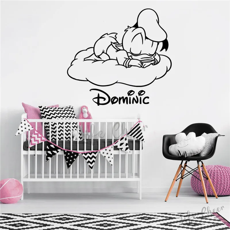 Сонная утка наклейки на стену индивидуальное имя детей наклейка милые