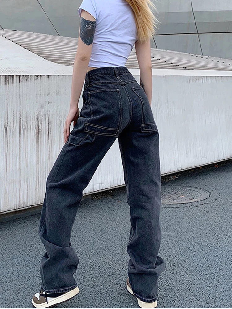 High Waist Straight Leg Jeans Baggy Mom 