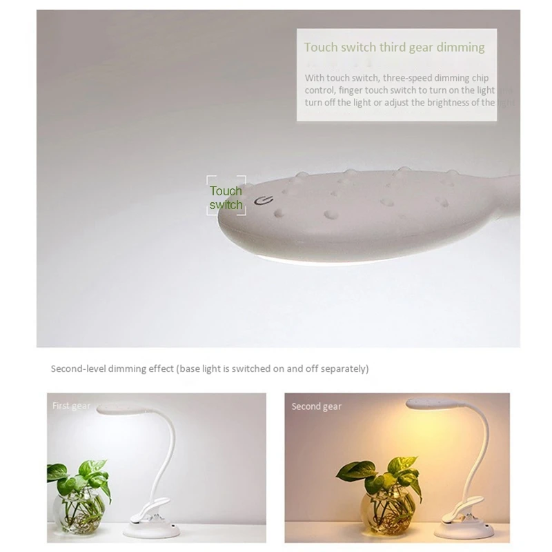 

Contact 3 Modes Desk Lamp USB Led Table Lamp Bedside Table Lamp with Clip Bed Reading Book Night Light LED Desk Lamp