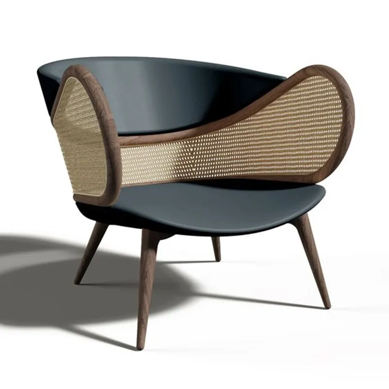 

GY Юго-Восточная азиатская твердая древесина растения ротанга кожа Одноместный диван стул обеденный стул балкон отдых с подлокотником