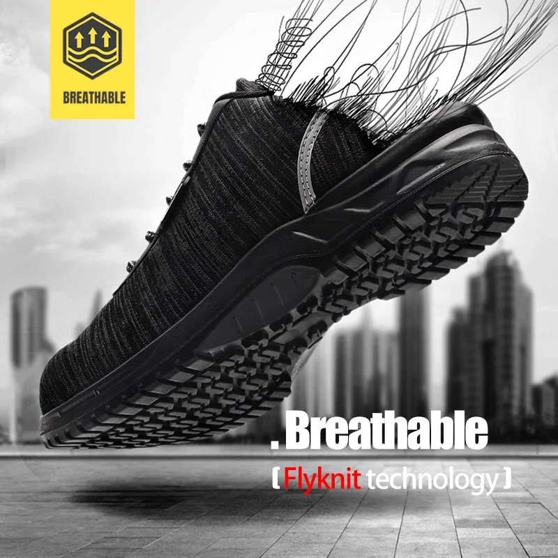 Мужская защитная обувь LARNMERN S1P стальной носок Антистатическая легкая дышащая для