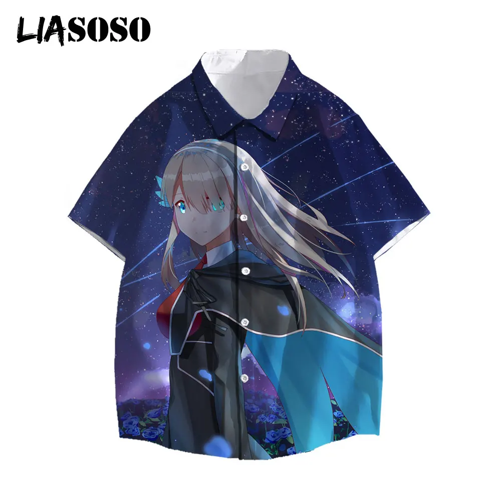 

LIASOSO New Men's Shirts Women Men Hawaiian Casual Shirts Anime Battleship Girl 3D Printed Short-Sleeve Tops