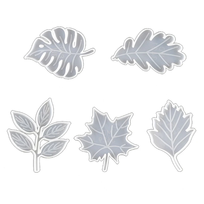 

5Pcs Leaves Coaster Silicone Resin Mold Tropical Maple Leaf Resin Casting Mold for Casting Resin Concrete Art Crafts