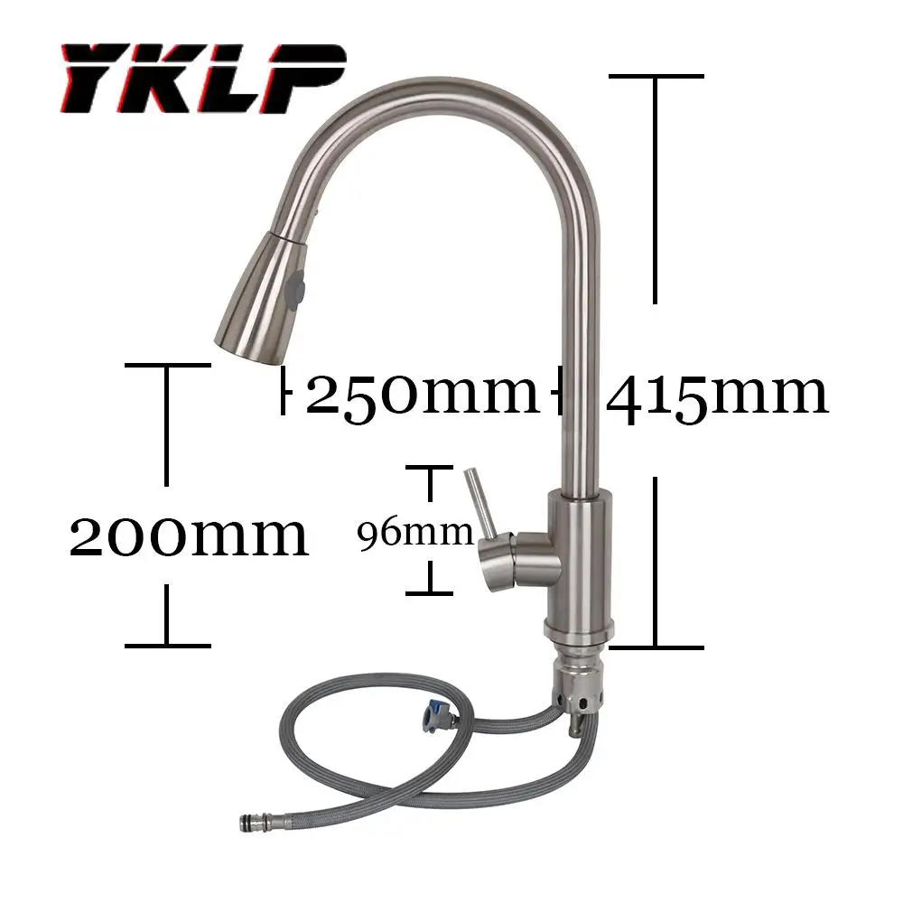 Смесители для кухни из нержавеющей стали с одной ручкой выдвижной Поворотный