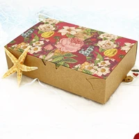 2040pcs vintage floral kraft paper boxes new yea christmas gift boxes packaging cookie macaron boxes wedding candy favors box