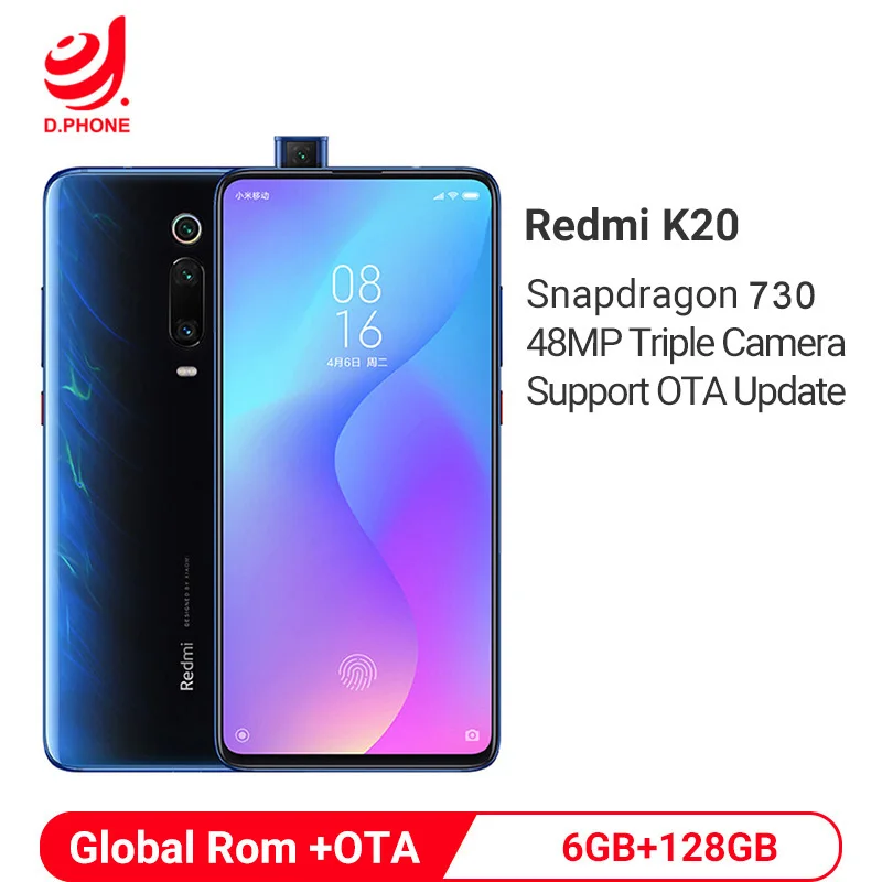 Поддержка OTA обновление глобальной ПЗУ Xiaomi Redmi K20 6 ГБ 128 ГБ Восьмиядерный процессор Snapdragon 730 4000 мАч 48мп камера AMOLED 6,3" смартфон