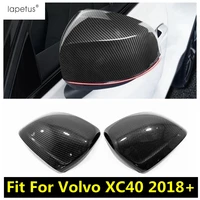 for volvo xc40 2018 2022 abs door rearview mirror cap decor shell molding cover kit trim abs chrome carbon fiber accessories