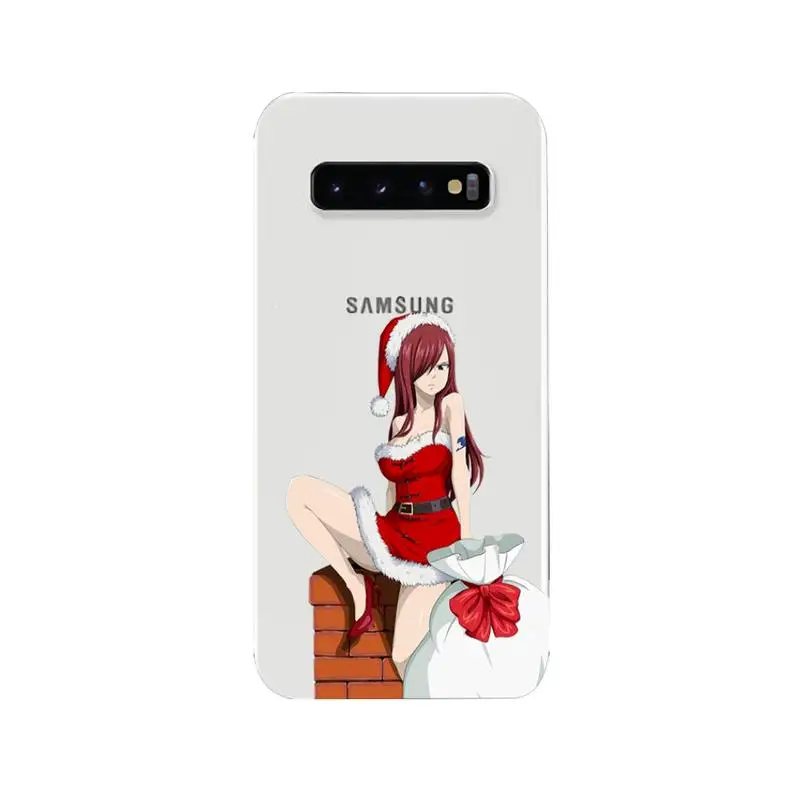 

Erza Scarlet Fairy Tail Phone Case For Samsung Galaxy s5 S6 S7 edge plus S8 S9 S10 S20 plus S10lite 2020 Clear funda Cover