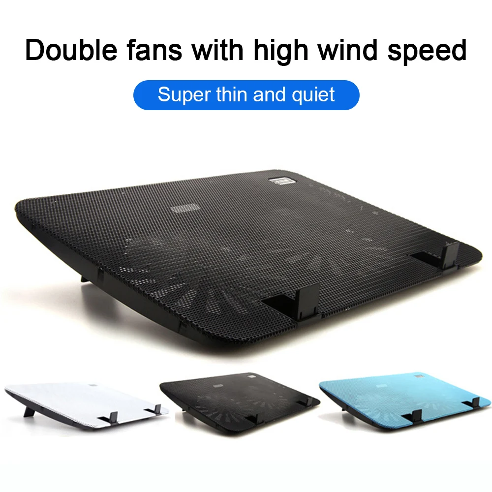 

Portable Cooler Notebook Laptop Stand with Dual Quiet Fan Cooling Pad Metal Panel Slim Accessories for 12-16 15.6 Inch Laptops