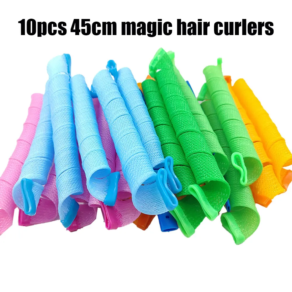 

10 шт., Спиральные бигуди для завивки волос, 45 см