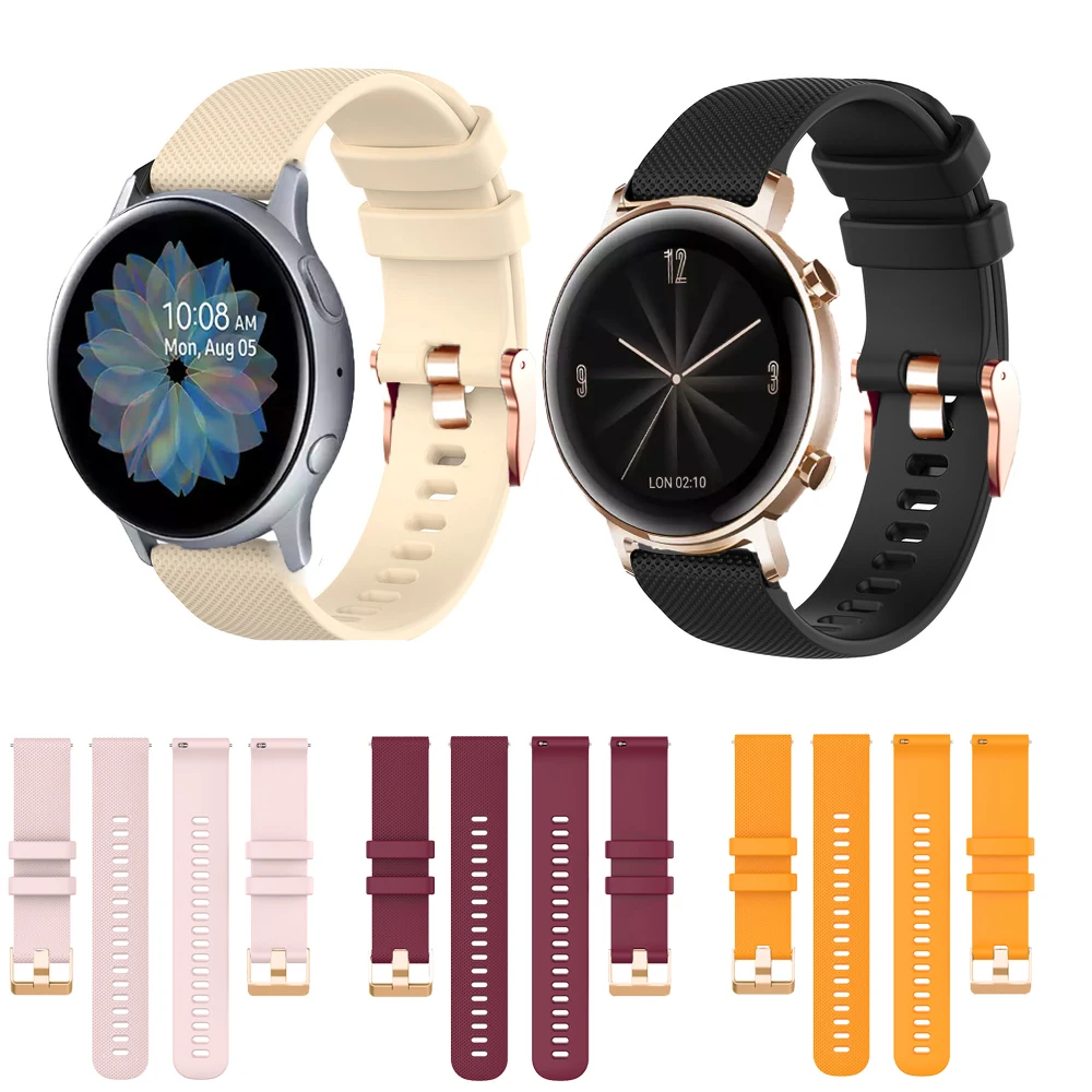 

Ремешок силиконовый для Huawei watch GT2 42 мм, спортивный браслет для наручных часов Samsung Galaxy Watch Active 2 40 44 мм