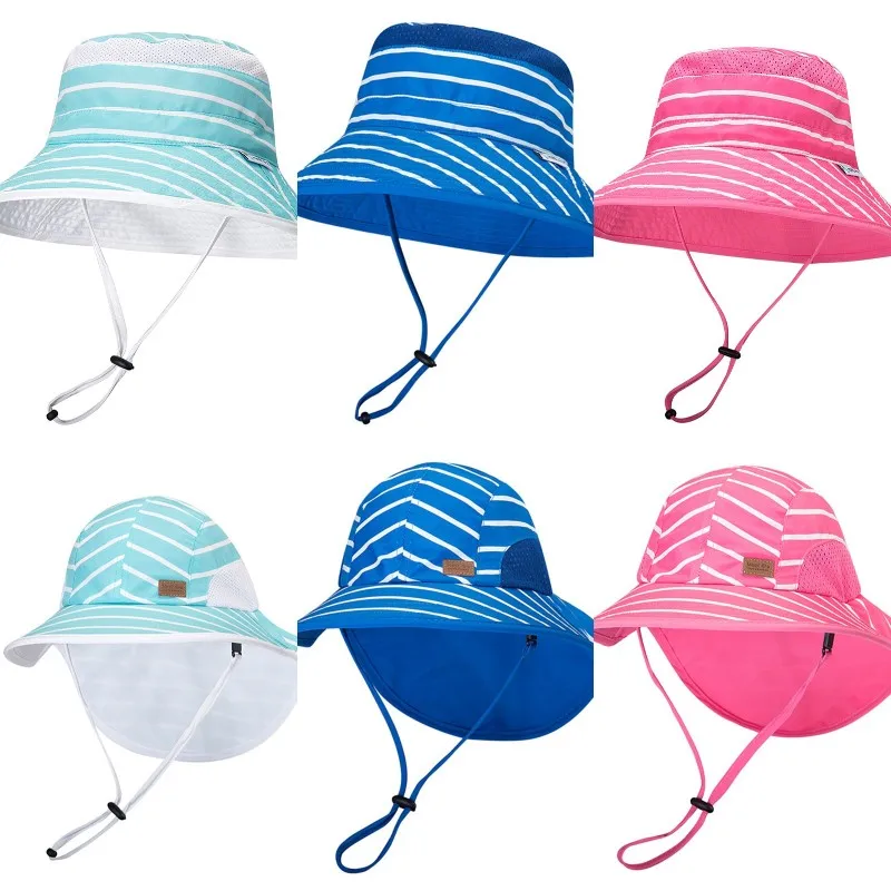 

Wholesale Bulk Kids Baby Sun Hat Adjustable Child Boys Girls Hats Caps Wide Brim Bucket Hat For Children Travel Beach Hat Cap
