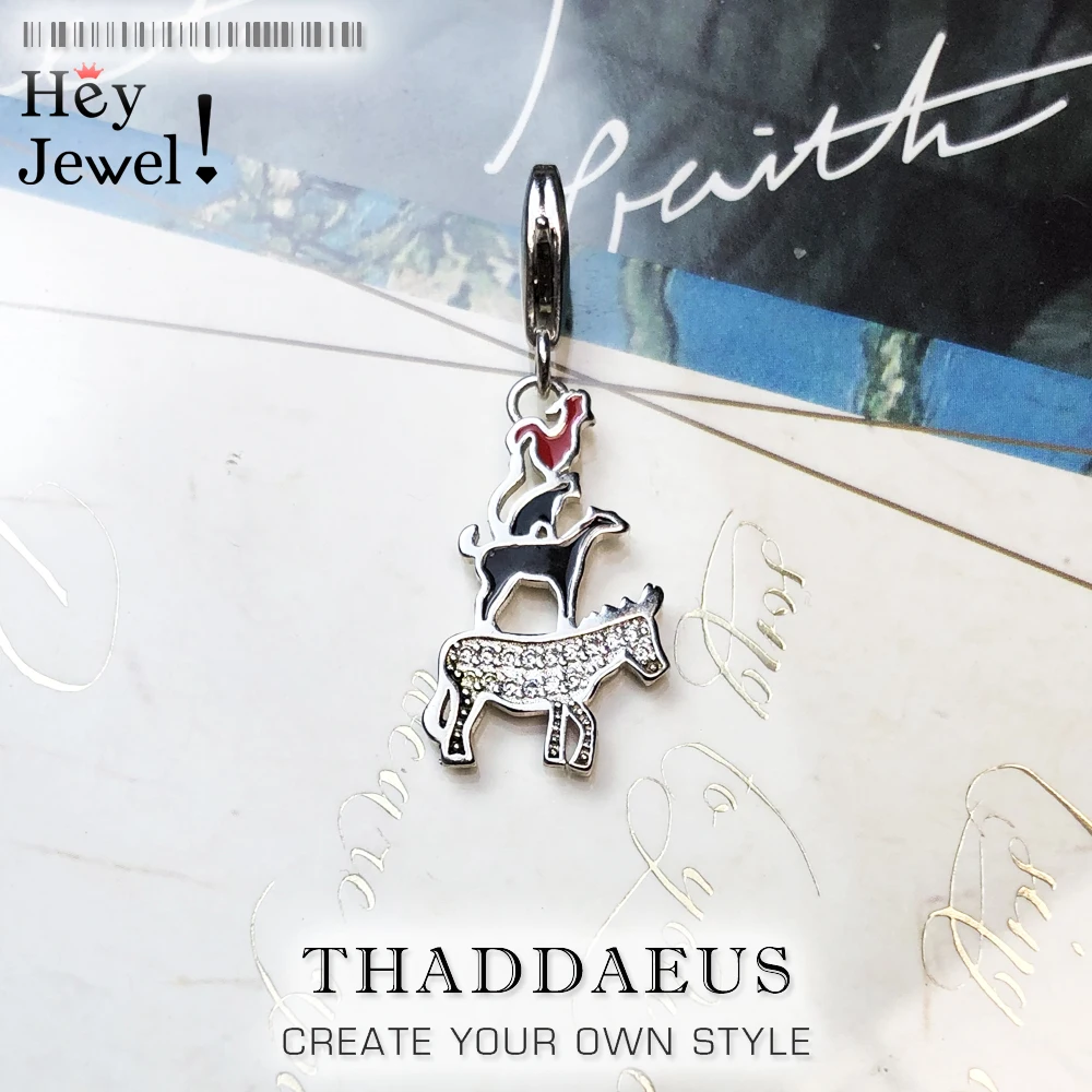 

Bremen Town Musicians Pendant Charm Fit Bracelet Women Men 2020 925 Sterling Silver Fashion Jewelry Donkey Dog cat cockerel Gift