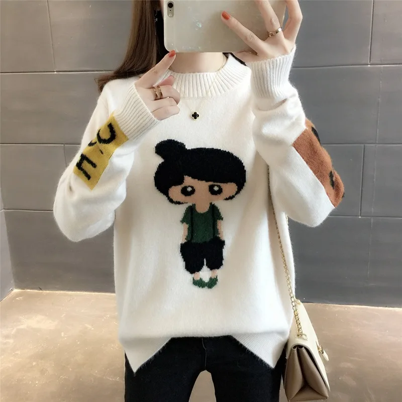 

2021 Ins Fashion New Women Lovely Cartoon Sweaters Winter Pullovers Women Knit Fashion Jumpers Sweater