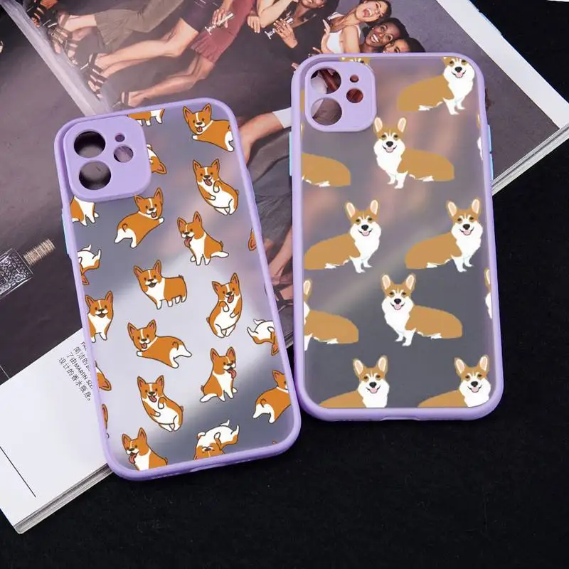 

Corgi cute cartoon dog animal Phone Case matte transparent For iphone 7 8 11 12 13 plus mini x xs xr pro max cover