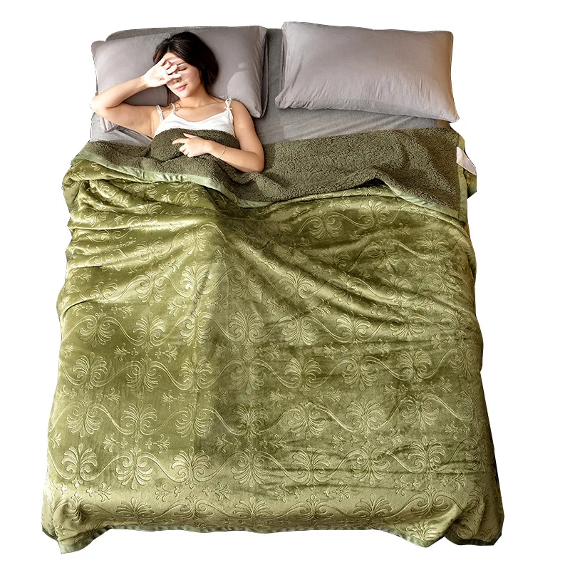 

Express Express pressed lamb blanket double plain flannel blanket thickened coral fleece blanket