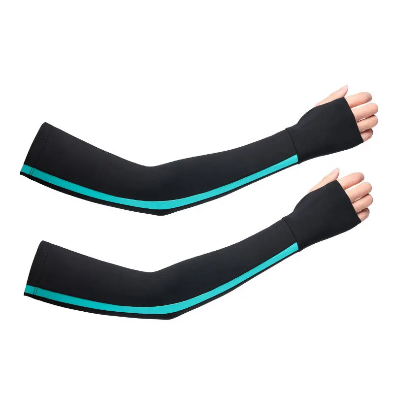 

Summer new sunscreen gloves ice silk cool sleeve stripe UV protection men and women spring outdoor cycling shading