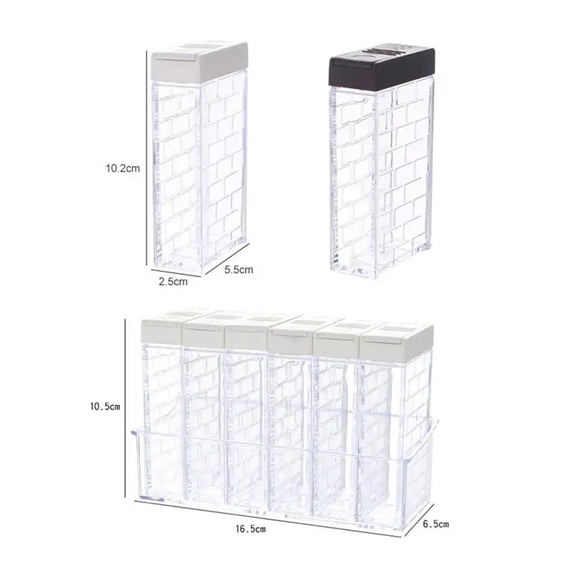 

6Pcs/Set Transparent Kitchen Spice Rack Seasoning Box Salt And Pepper Sprayer Container Kitchen Spice Storage Bottle Tools