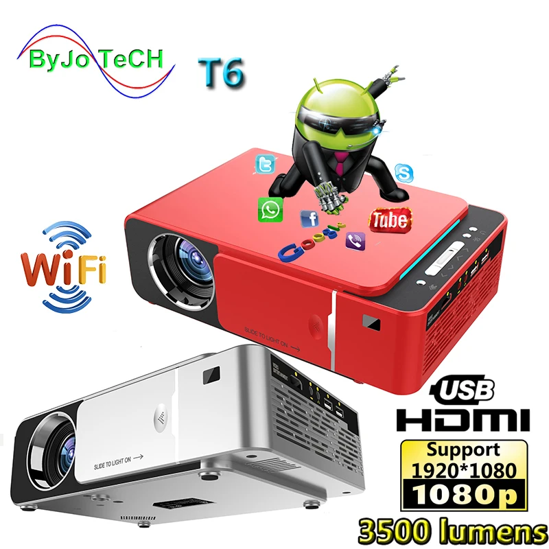 UNIC, новинка, T6, полный проектор 1080 P, Android, wifi, 3500 люмен, домашний кинотеатр, проектор, Поддержка AirPlay DLNA Miracast Proyector