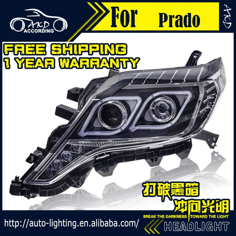 AKD автостайлинг фары для Toyota Prado LC150 2014 2016 светодиодный ные DRL D2H Hid Angel Eye сигнал Bi Xenon
