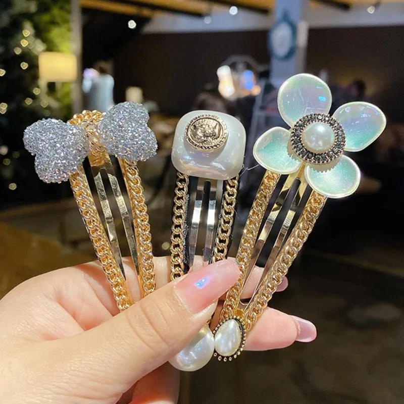 

[Xwen] 2021 New Pearl Rhinestone BB Clip Hairpin Vantage Bow Flower Side Bangs Clip Headdress Fashion Hair Accessories OH2183