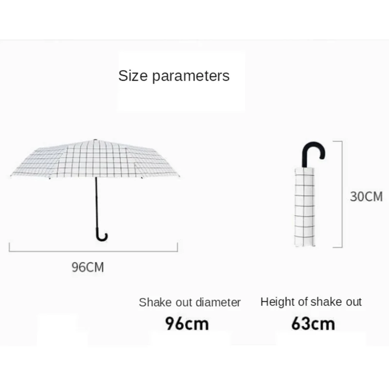 

Fashion Black&white Dot Umbrella Rain Women Uv Hook U-shape Curved Handle Umbrella For Women Windproof Umbrellas