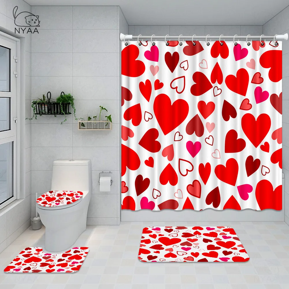 Впитывающая Водонепроницаемая занавеска для душа с красной розой фиолетовая