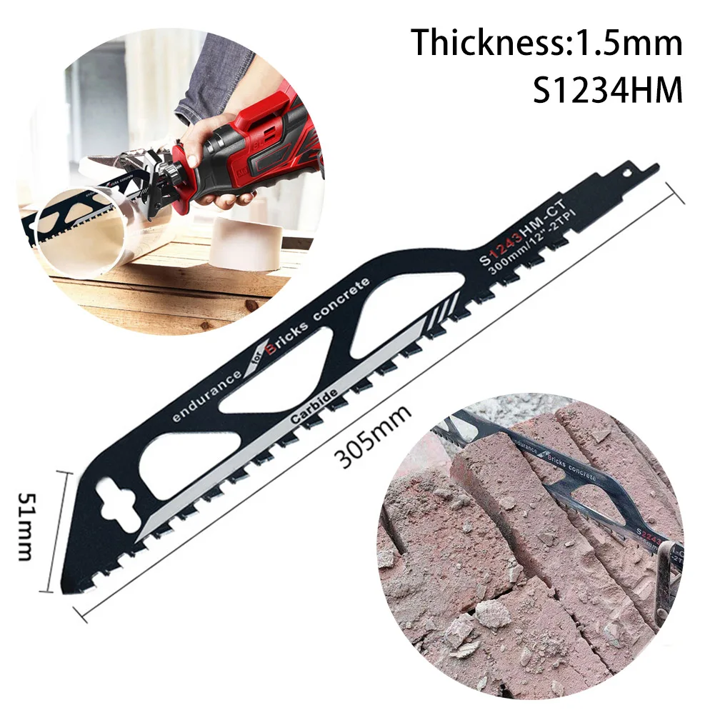 

1pc S1243HM Reciprocating Saw Blade Cutters Electric Power Tools Accessories For Brick Wall Metal Cutting Jigsaw Blade