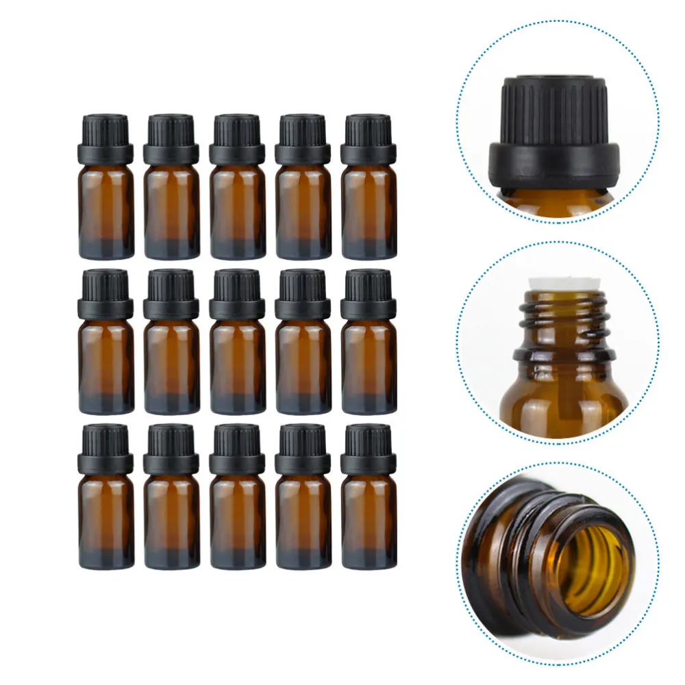 

20pcs 15ml Essential Oils Bottle Amber Glass Bottles Refillable Sample Container