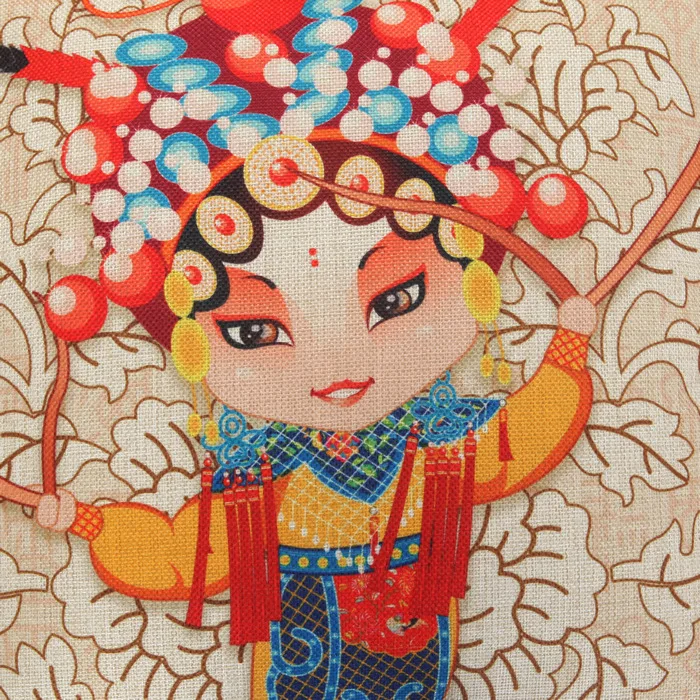 

Dynasty Priented Cotton Linen Chinese Opera Sofa Cushion 45x45cm/17.7x17.7'' Throw pillow Home Decor cushion Home&Garden Textile