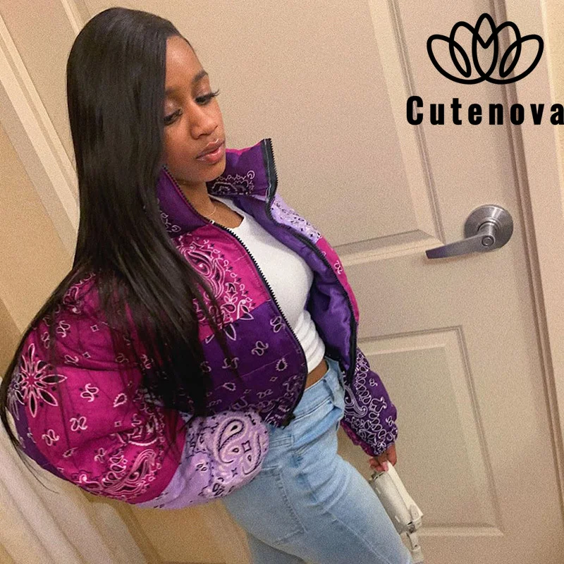 

CuteNova Down Jacket New 2021 Atumn And Winter Fashion New Long-Sleeved Stand-Up Collar Warm Bread Down Jacket