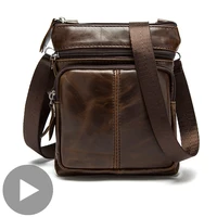 vintage men shoulder genuine leather bag crossbody messenger cross body handbag male small bolsas for side hit brown 2020 office