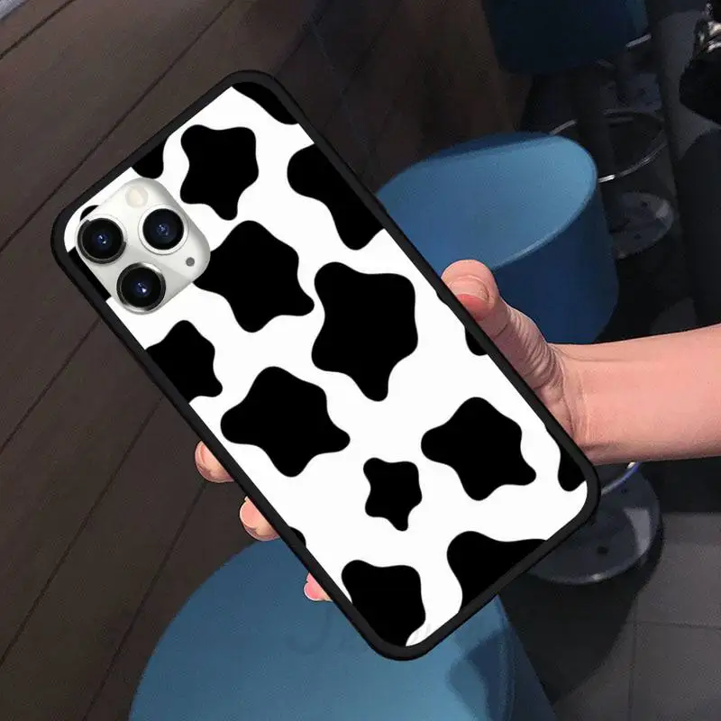 

Cow Milk Black White pink paint Phone Case For iphone 7 8 12 11 XR XS pro Max Mini plus Soft silicone cover shell funda