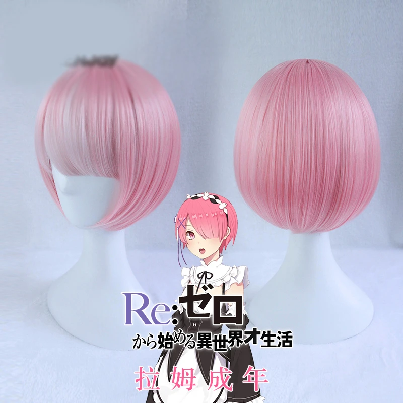 1pcs Re:Zero kara Hajimeru Isekai Seikatsu Synthetic Hair Anime Ram Rem Short Wig Cosplay Prop Party Decor for Women Girl Gift |
